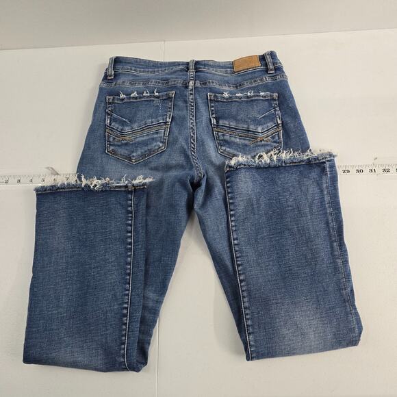 BKE Victoria universal fit mid rise bootcut jeans 28x29.5 blue denim 6299 - Picture 2 of 11